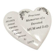 Mum & Dad Double Heart Graveside Memorial Garden Ornament Weather Resistant