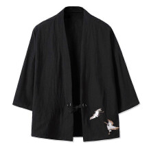 (XXXXL, black) Embroidery Haori Kimono Harajuku Japanese Style Plus Size Men Samurai Costume Yukata Asian Clothes Cardigan Women Jacket
