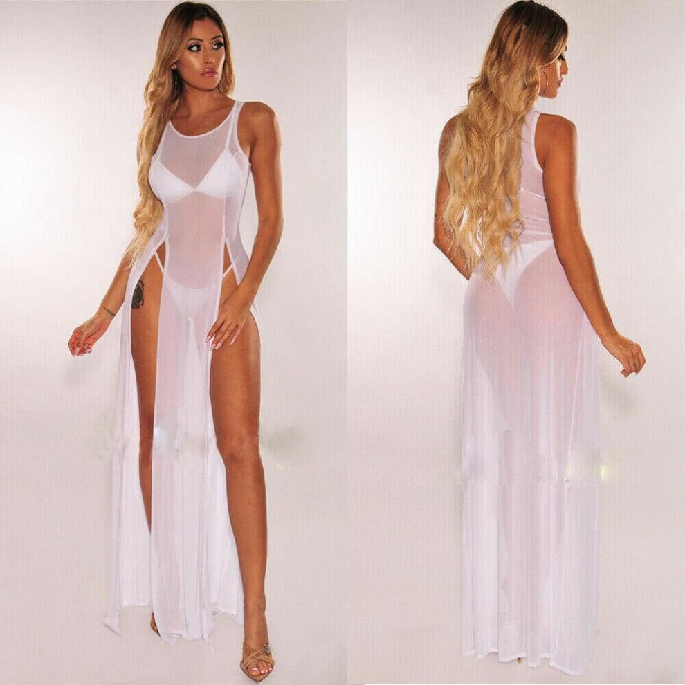 (XL, white) SMR9240 Sexy European & American Summer Fashion Multi-Color Mesh Beach Skirt