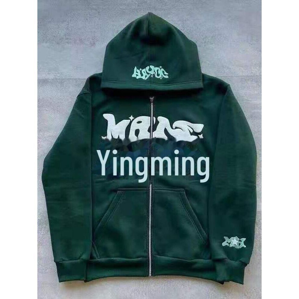 (S, green) 2024 Autumn/Winter Y2K Gothic Punk Hip-Hop Fashion Hoodies: European & American Trends