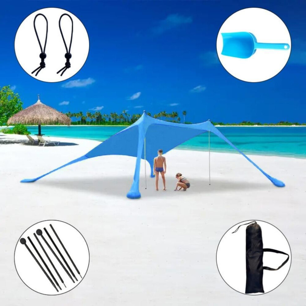 (blue, 200*210*150CM) Sunshade Outdoor Beach Tent Uv Resistant Camping Sun Shelter Family Beach Awning  Beach-camping