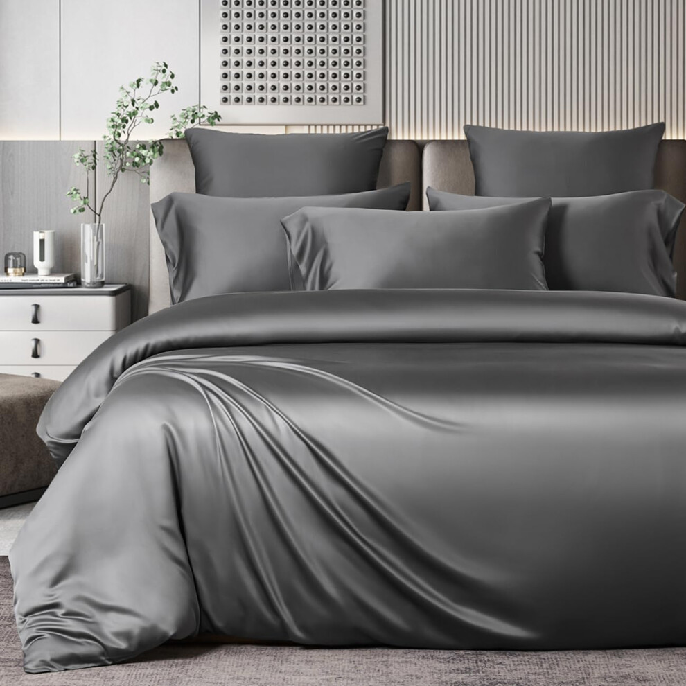 (Brown, 220*230cm | 2x 50*75cm) Bamboo Duvet Cover Set, 100% Viscose Derived From Organic Bamboo, Buttery Soft, Cozy, Breathable, Cooling Bedding Sets Double Size, 200x2...
