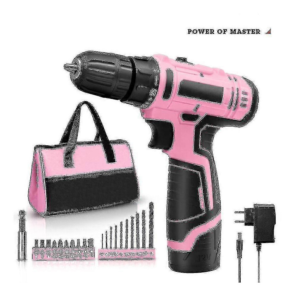 12V pink cordless drill kit for women with battery, charger, tool bag and 16 drill bits-image-OPC-PGKR6PV-NEW