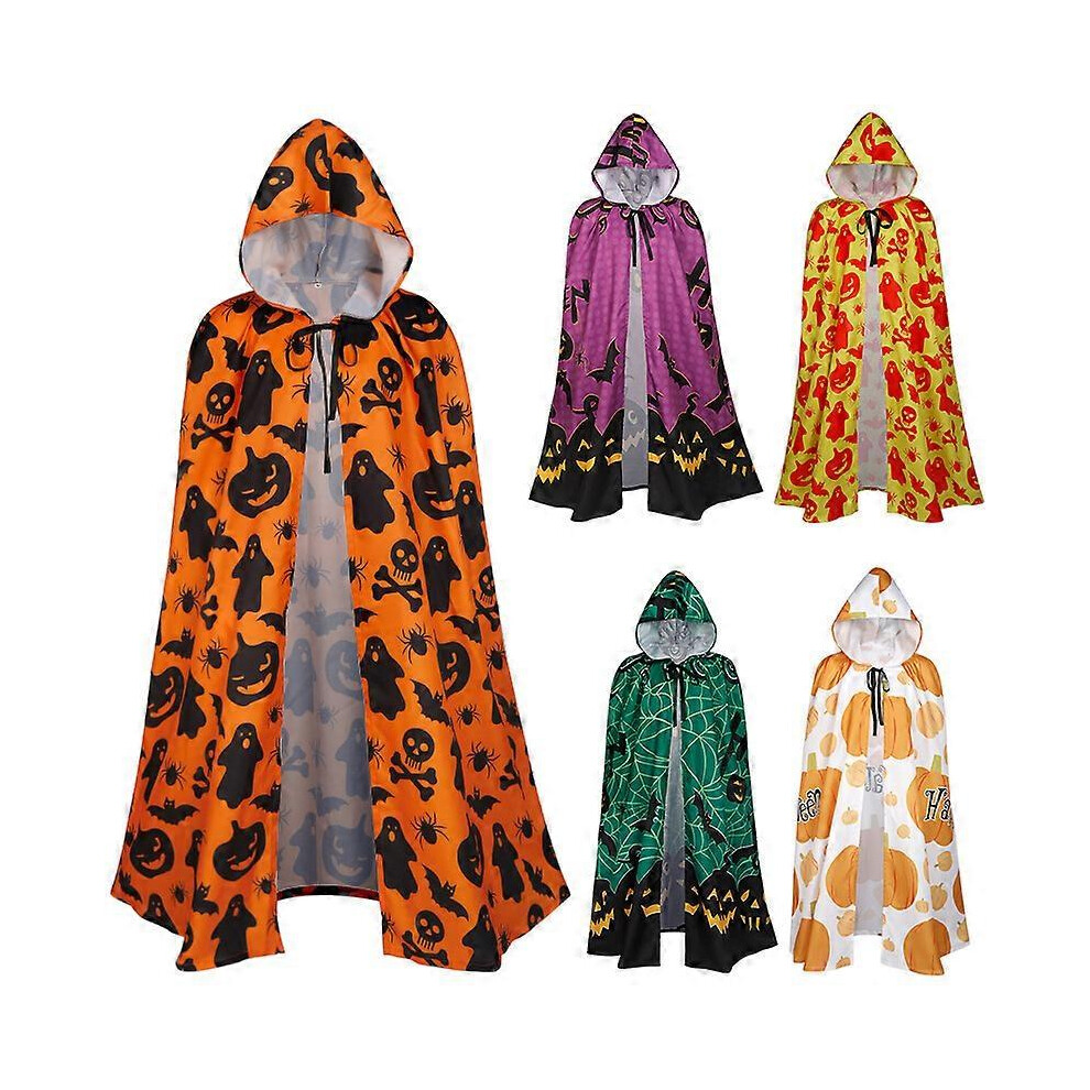 (White) Halloween Wizard Cosplay Cloak Masquerade Cartoon Print Cloak White