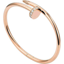 (Rose gold) Stainless Steel Nail Head Bracelet, Head and Tail with Diamonds