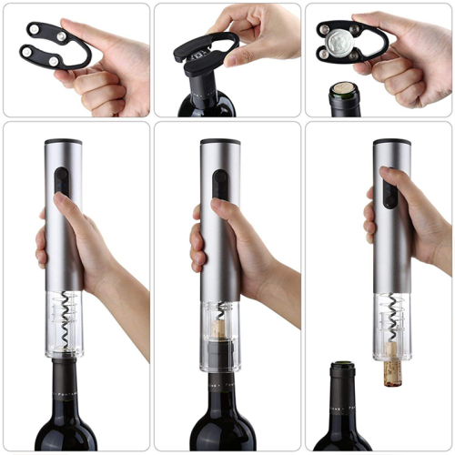(Blue) Electric Wine Bottle Opener Set LED Automatic Cork 2