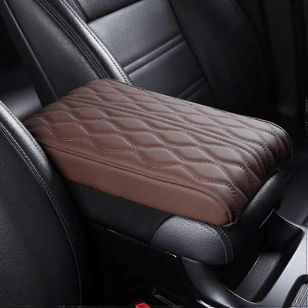 (Coffee) Memory Foam Armrest Box for Vehicles-Universal Leather Car Armrest Box Pad,Centre Console Cover(Black)