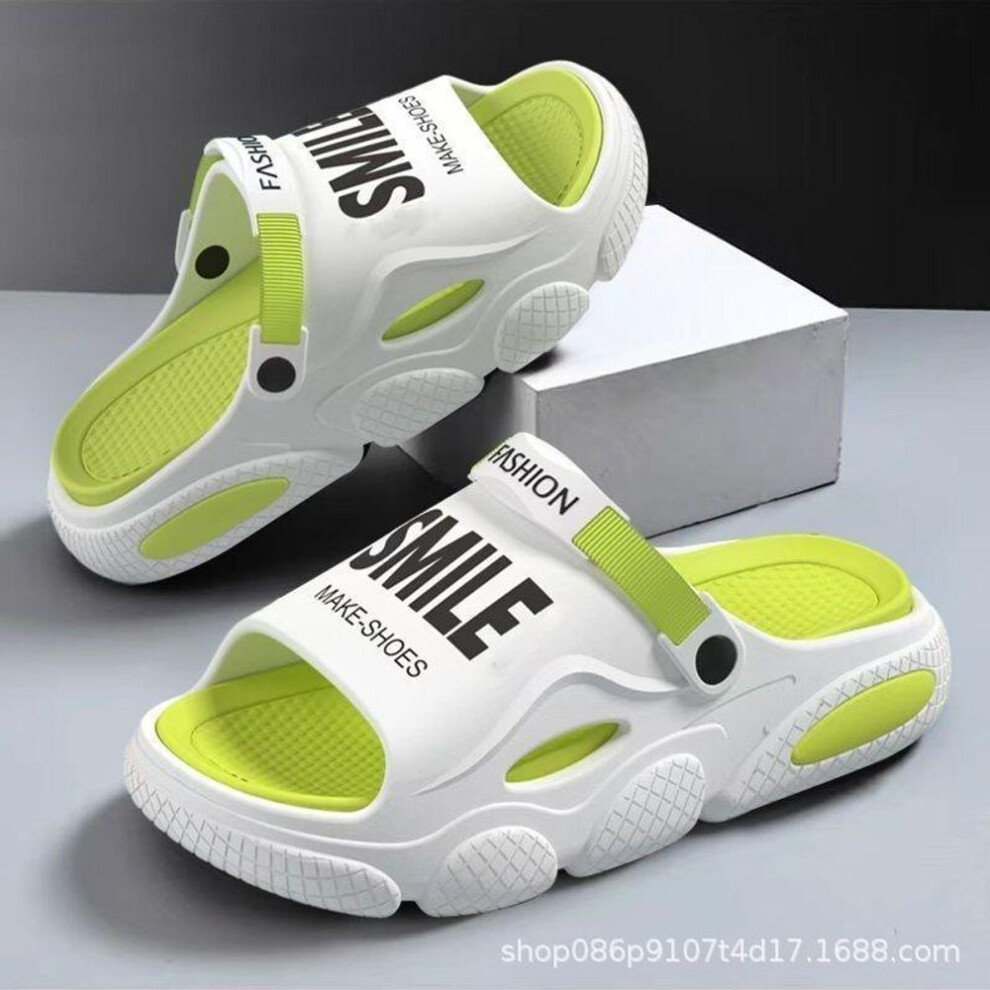 (white,green, 42-43) Men's Summer Outdoor Driving Slippers - 2024 Anti-slip Trendy Beach Sports Sandals