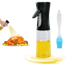 Oil Spray Bottle 210ml Oil Dispenser Transparent Sprayer Bottle-Black