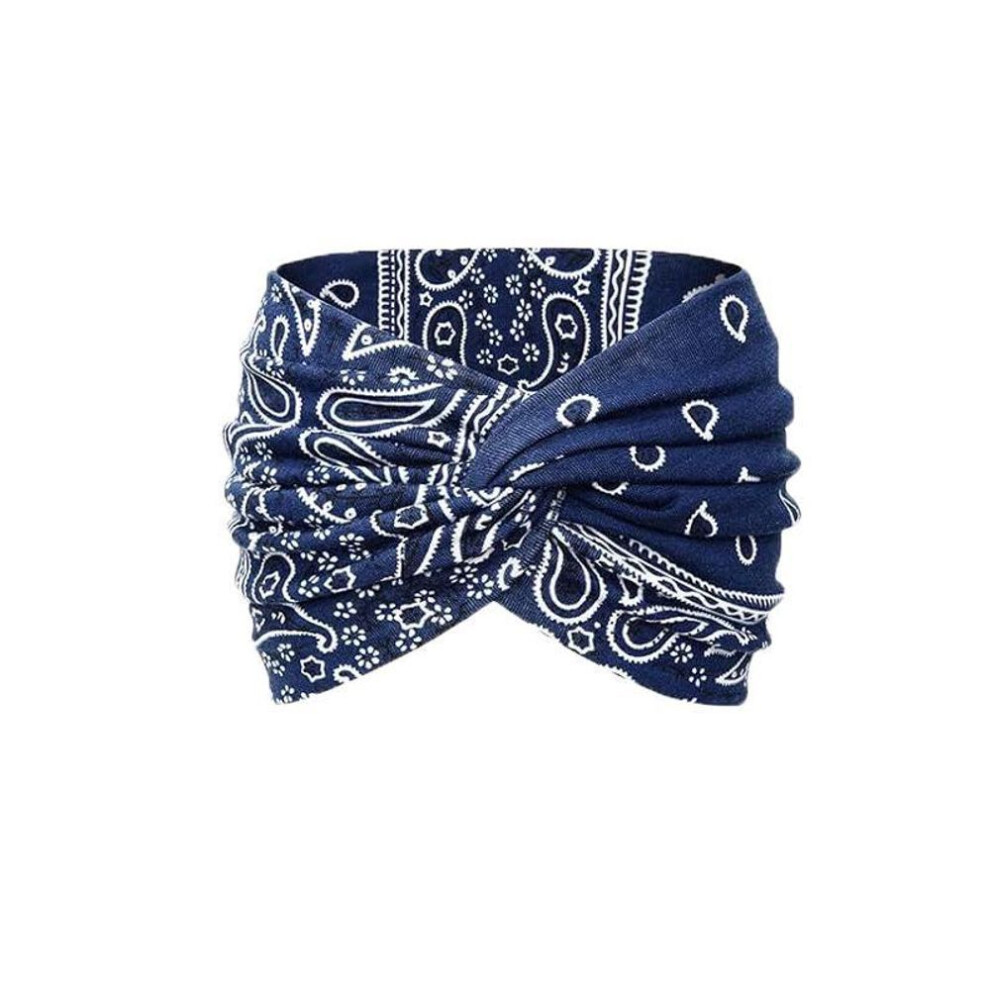 (as the picture, 15#) European & American Bohemian Elastic Yoga Headband – Women's Wide-brimmed Cross-print Sports Hair Accessory
