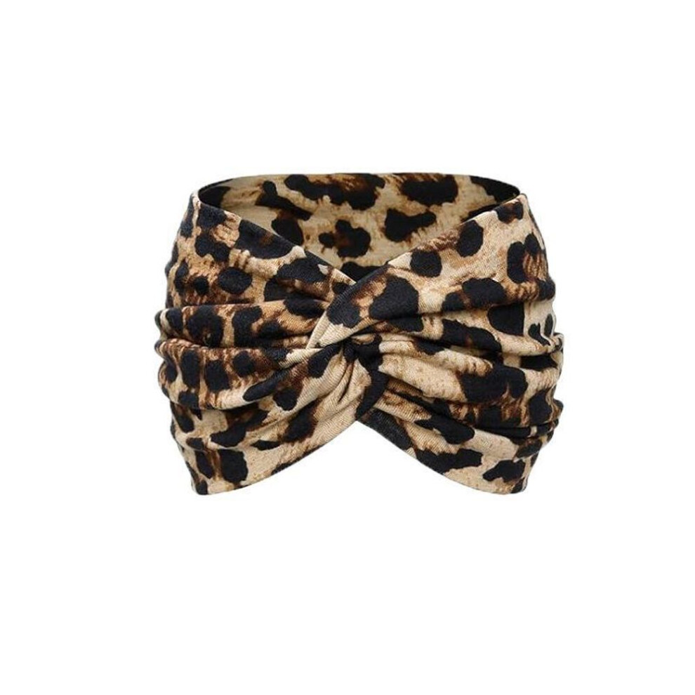 (as the picture, 16#) European & American Bohemian Elastic Yoga Headband – Women's Wide-Brimmed Cross-Print Sports Hair Accessory