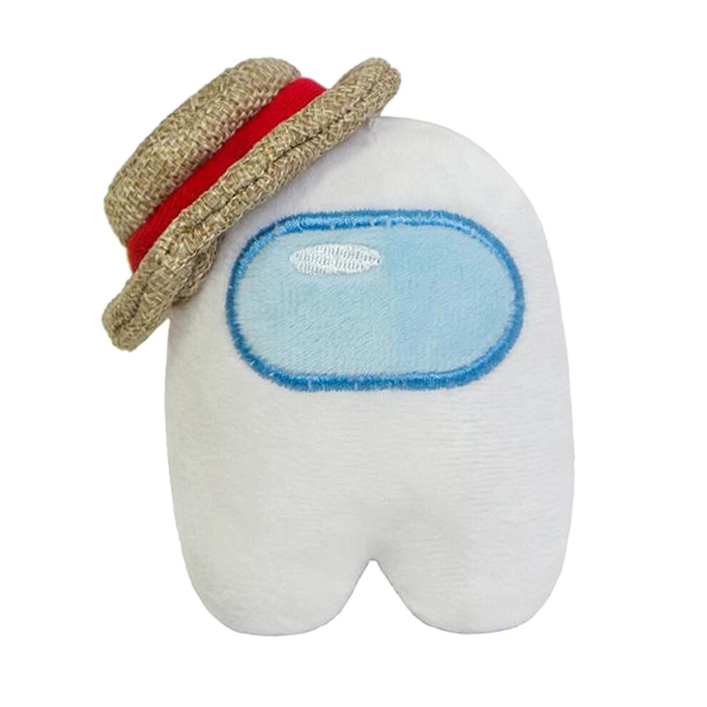 10Cm Among Us Plush Stuffed Toy With Straw Hat Doll Game Figure White