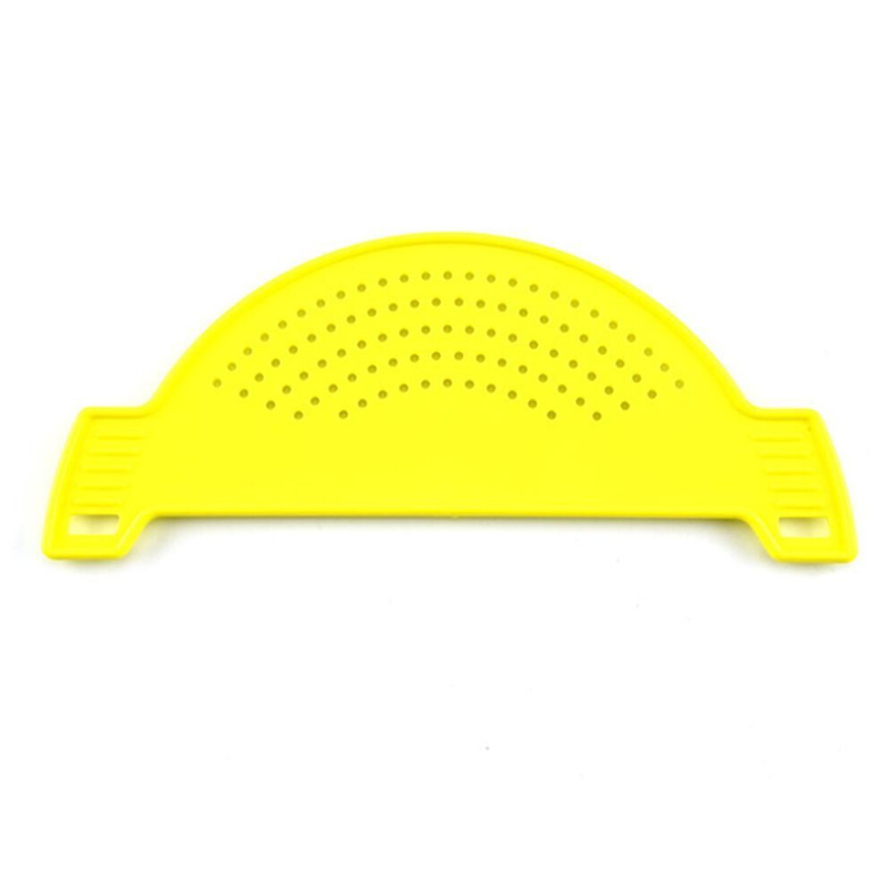 (yellow) Creative Plastic Drain Basket Wash Rice Filter Leak Proof Baffle Kitchen Gadget Pot Side Drainer