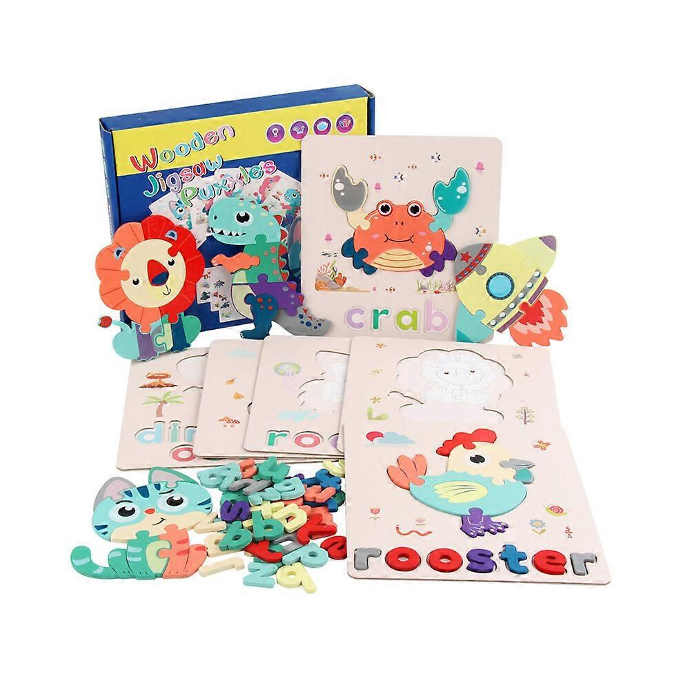 Kids Letter Matching Toys Wooden Spelling Puzzles Word Games Early Education Toy
