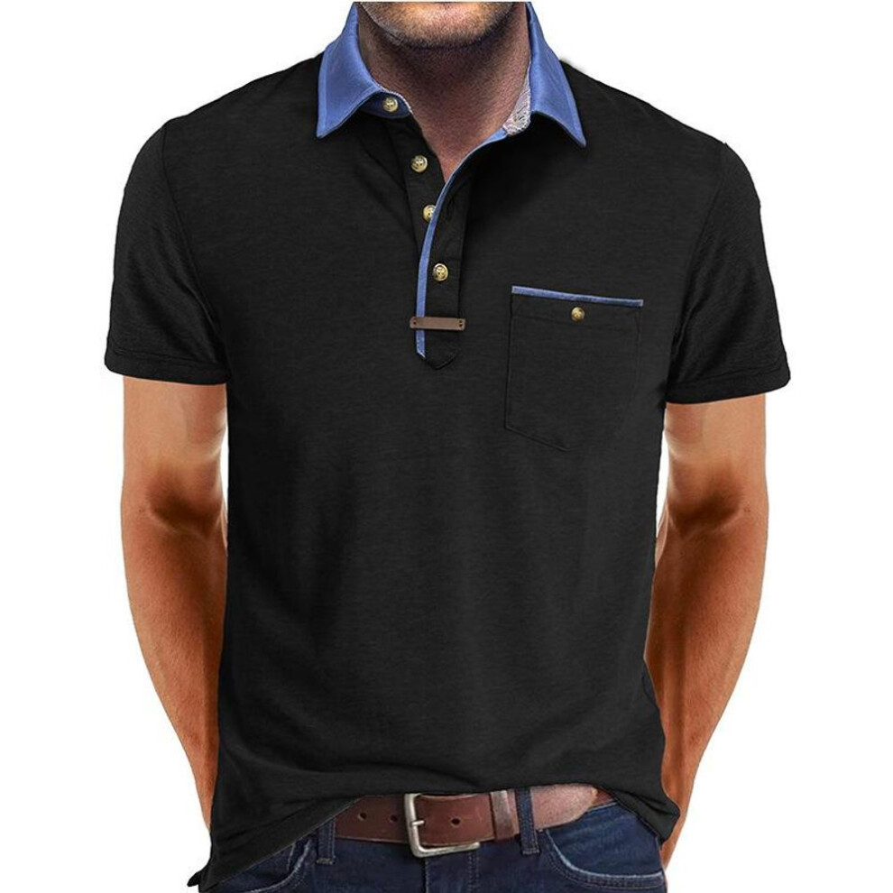 (black, S) Men's Summer Fit Polo Shirts Short Sleeve Casual Workout Running Athletic Collared Shirts Outdoor Sports Golf T-Shirts Moisture-Wicking Tennis Shirts