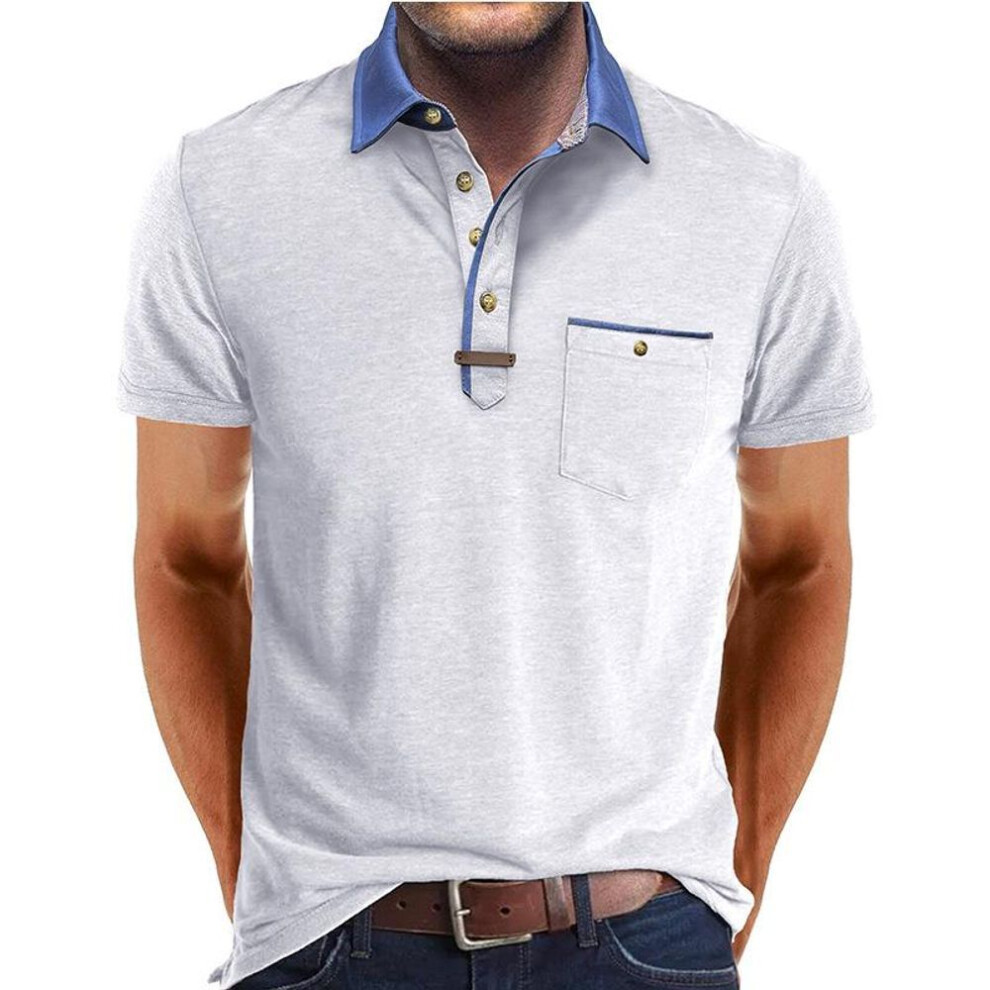 (white, XXXL) Men's Summer Fit Polo Shirts Short Sleeve Casual Workout Running Athletic Collared Shirts Outdoor Sports Golf T-Shirts Moisture-Wicking Tennis Shirts