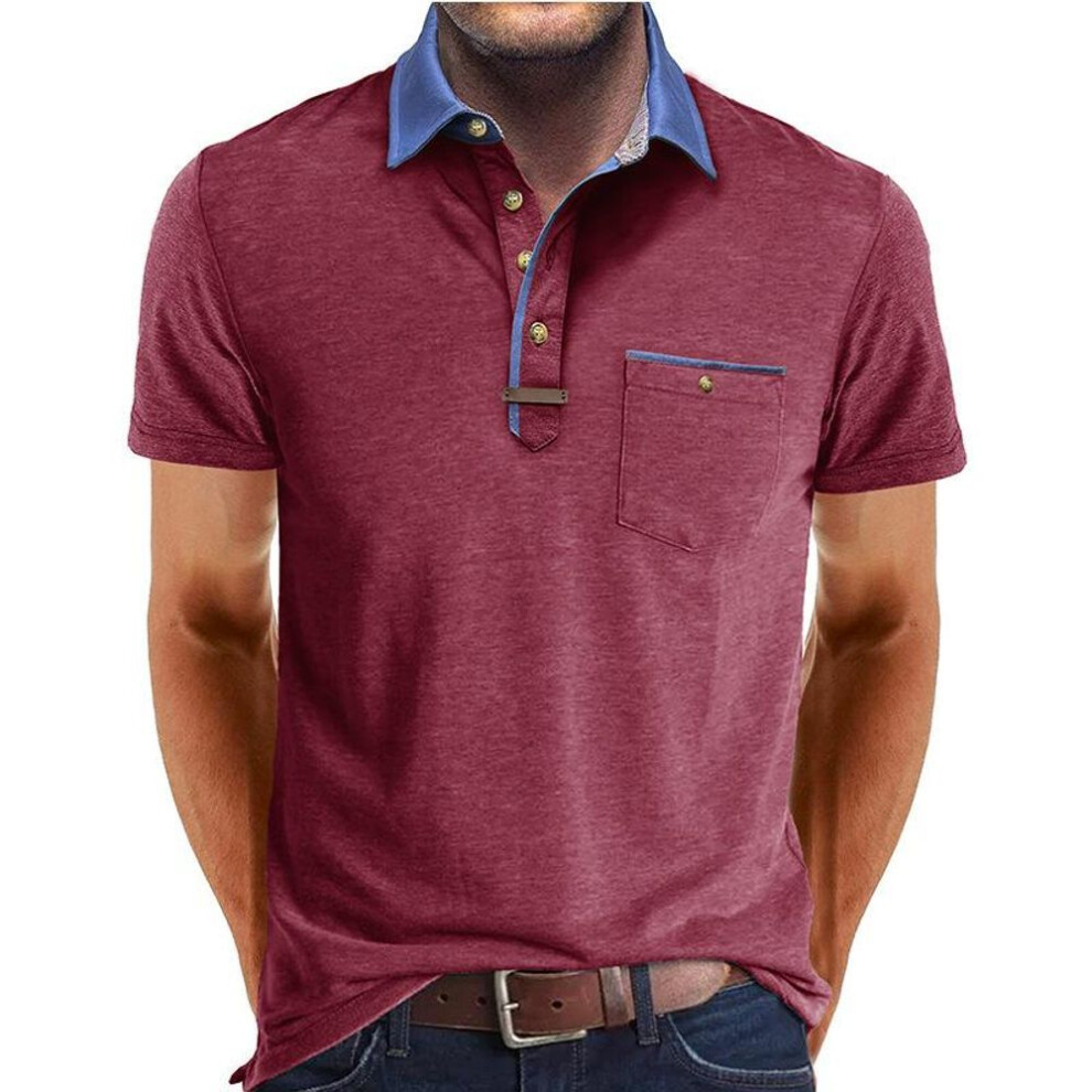 (burgundy, M) Men's Summer Fit Polo Shirts Short Sleeve Casual Workout Running Athletic Collared Shirts Outdoor Sports Golf T-Shirts Moisture-Wicking Tennis Shirts