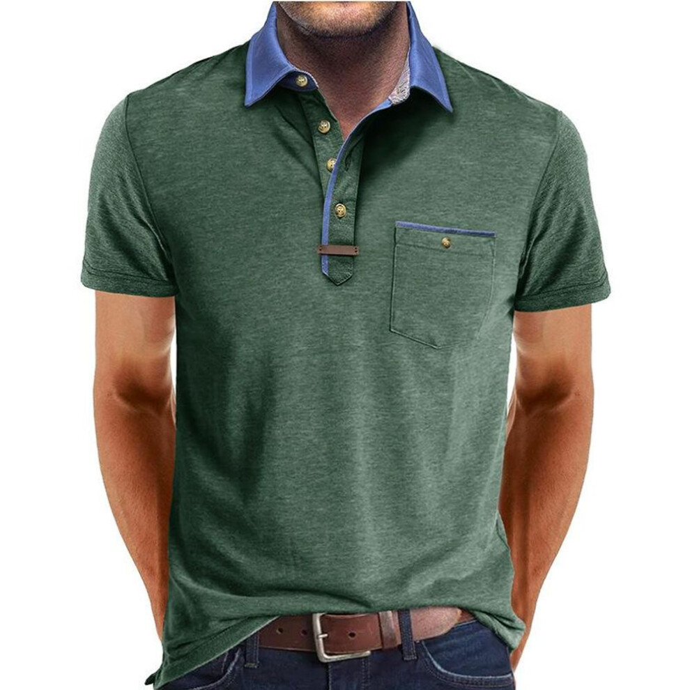 (green, XXL) Men's Summer Fit Polo Shirts Short Sleeve Casual Workout Running Athletic Collared Shirts Outdoor Sports Golf T-Shirts Moisture-Wicking Tennis Shirts