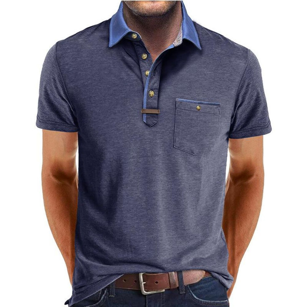 (dark blue, XXXL) Men's Summer Fit Polo Shirts Short Sleeve Casual Workout Running Athletic Collared Shirts Outdoor Sports Golf T-Shirts Moisture-Wicking Tennis Shirts