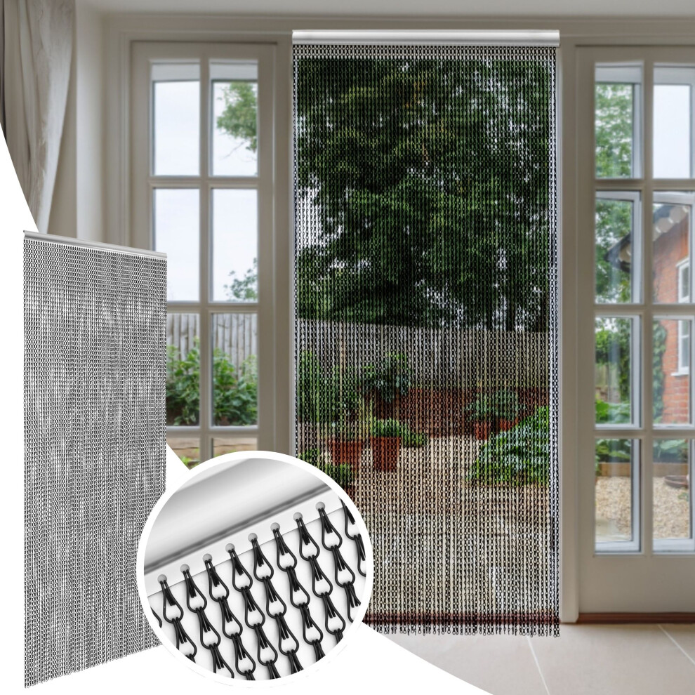 Aluminium Chain Door Curtain 35.24x82.7in (90x210cm) - Tangle Free Chain Fly Screens for Doors with Removable Links for Adjustable Length