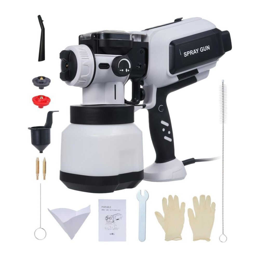 (black, US PLUG) Paint Sprayer 1200ml 650w Electric Spray Paint Gun With Led Light 3 Replaceable Nozzles (1.0mm,