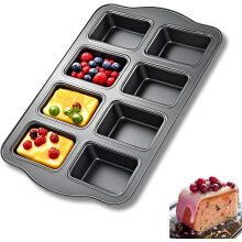 -Cavity Mini Loaf Pans Non-Stick Mini Loaf Tin Cake Tray (Grey)