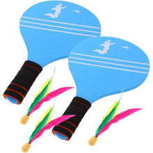 Stevige houten badmintonset met rackets voor kinderen, inclusief peddels en draagtas voor spelen op het strand en in de tuin