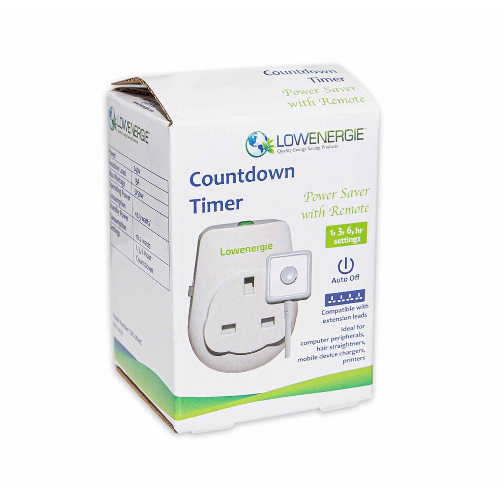 Lowenergie Energy Saving Countdown Timer 1, 3,6 Hour Option With Remote Auto Off