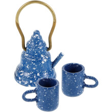 Miniatuur theepot kopjes voor poppenhuisspel Gedetailleerd ontwerp Handgemaakt vakmanschap Veilig houten theeservies voor kinderen
