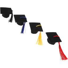 4 stuks Dr. Doll Hoed Poppenkleding Miniatuurspullen Miniatuur Huisaccessoires Zwarte Vilt