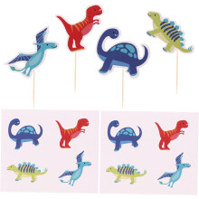 36 stuks dinosaurus taarttoppers in gemengde stijl voor verjaardagen, feesten en vieringen, leuke desserttoppers