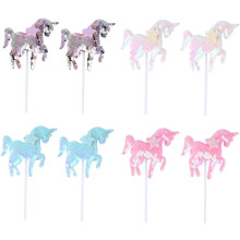 Taartdecoratieset 8 stuks Verjaardagsdesserttoppers Creatieve en leuke feesttaart Cupcaketopper Vlaggen