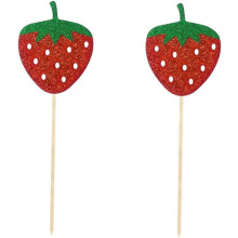 Aardbeien Verjaardagsfeestdecoraties 12 stuks Fruitprikkers Taartdecoratie Feesttaart Topper Cupcake Topper Set