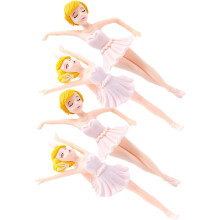 Miniatuurbeeldjes van een balletdanseres voor op een taart, 4 stuks taarttoppers voor meisjes, dansende cupcakebeeldjes voor feestjes.