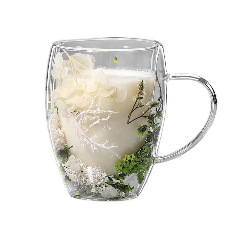 (green) With Handle Dried Flower Mug Diverse Double Wall Coffee Mug Clear Glass Cups  Milk Chocolate