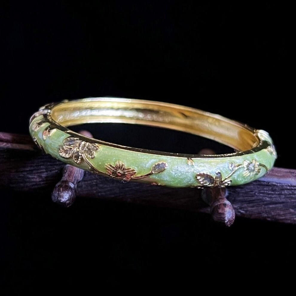(light green) Double Bangle Chinese Cloisonne Bracelet Enamel Women's Hand Bracelet  Gifts For Women Girl