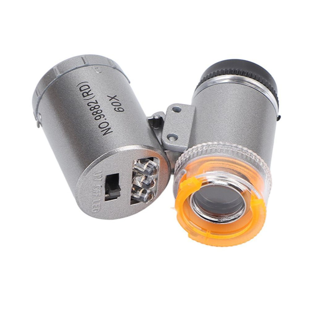 Pocket Microscope 60x Magnification 2 Led Lights 1 Uv Light Wide Application Durable Abs Acrylic