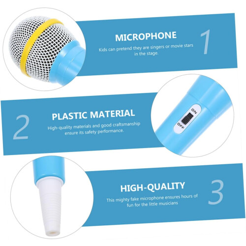 Blauwe simulatiemicrofoonknutsels 2 stuks kindermicrofoonmachinekoffer nepmicrofoonspeelgoed 2