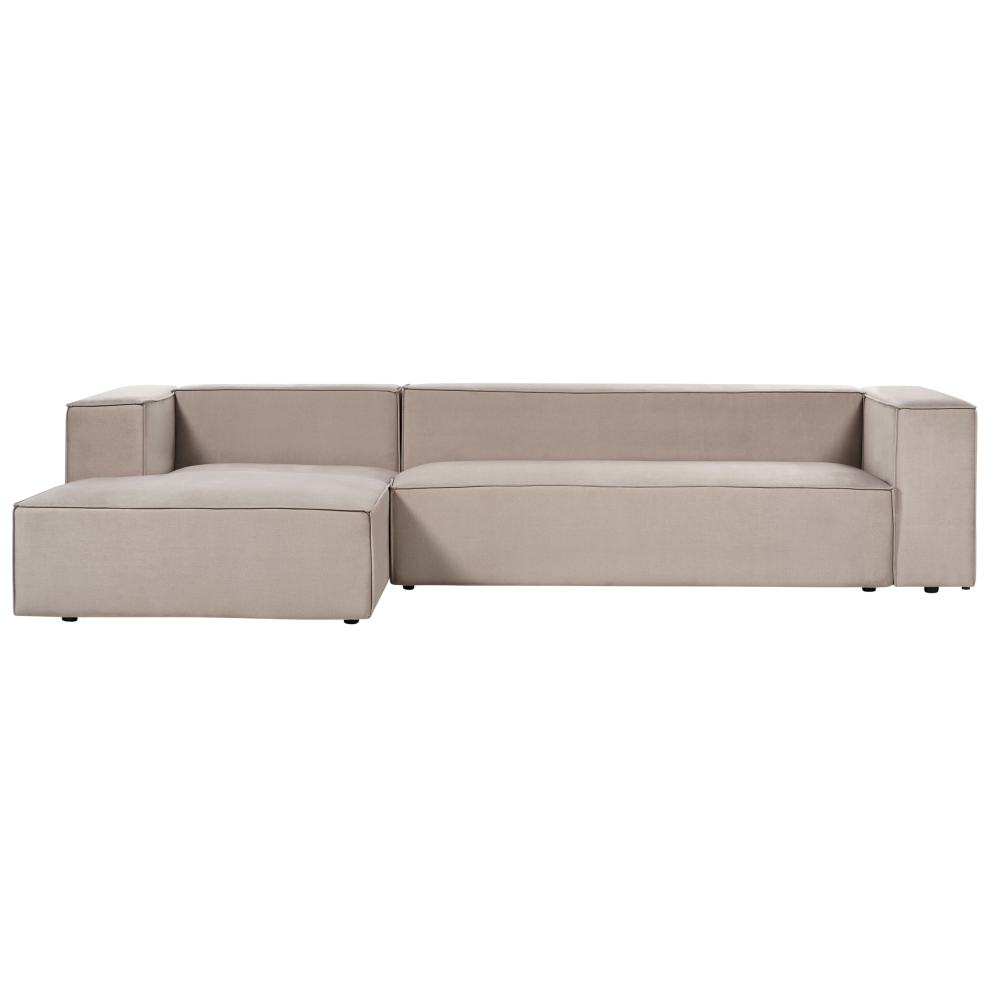 Corner Sofa VERNON Velvet Taupe 3 Seater Right Hand