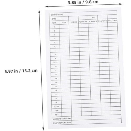 Handige golf scorekaarten 18-pack Stevig waterdicht Extra notatieruimte voor holenummers Data 1