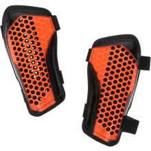 Comfortabele voetbalbeschermers voor volwassenen scheenbeschermers voor karate en taekwondo, ademend, stevig, oranje/zwart, maat S