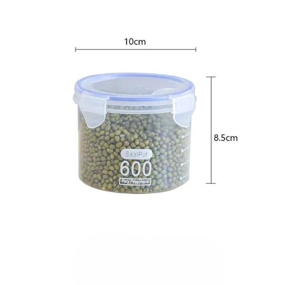 (white, 600ML-1PCS) Food Storage Box Sealed Plastic Cereal Candy Dried Jars with Lid Fridge Storage Tank Containers Household Item Kitchen Organizer