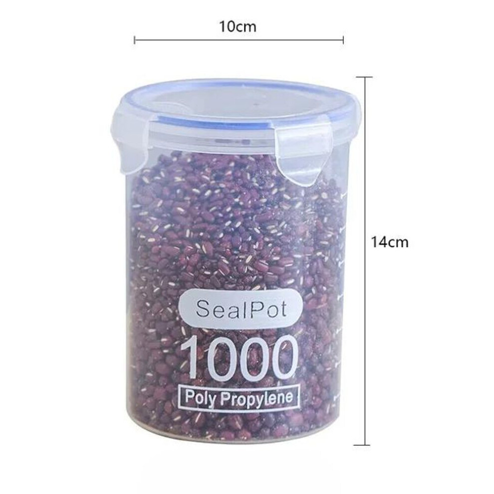 (white, 1000ML-1PCS) Food Storage Box Sealed Plastic Cereal Candy Dried Jars With Lid Fridge Storage Tank Containers Household Item Kitchen Organizer