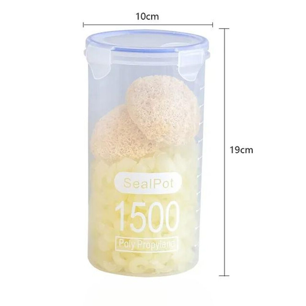 (white, 1500ML-1PCS) Food Storage Box Sealed Plastic Cereal Candy Dried Jars With Lid Fridge Storage Tank Containers Household Item Kitchen Organizer