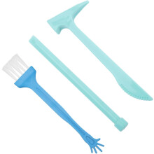 Kindergraafgereedschapset met 3 stuks gereedschap voor jongens en meisjes, hamer, beitel, borstel, speelgoedset