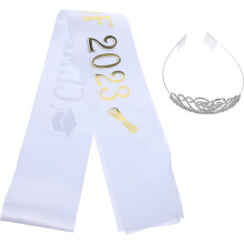 1 set afstudeerkroonriemen, glitter-afstudeersjerp, afstudeerschouderriem, sjerp