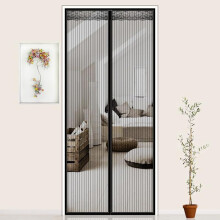 (Black) Magnetic Fly Insect Screen Door Bug Mesh Curtain Anti Mosquito Net Seal Tape