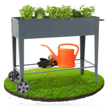 AREBOS raised bed with wheels & shelf 108 x 51 x 80 cm | cold frame herb bed flower box garden terrace vegetable bed garden bed flower pot for balcony