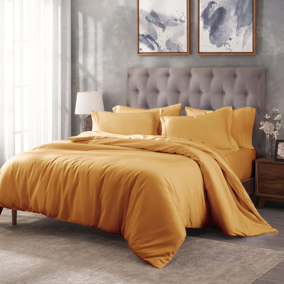 (Light Blue, King/California king) Superior Egyptian Cotton 300 Thread Count Duvet Cover Set, Soft Comforter Covers, Luxury Bedding Essentials, Button Closure, Includes 1 D...
