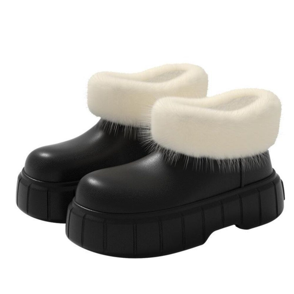 (black, 38-39) Women's High-top Waterproof Cotton Slipper Boots - Winter Indoor Warmth & Eva Sole.